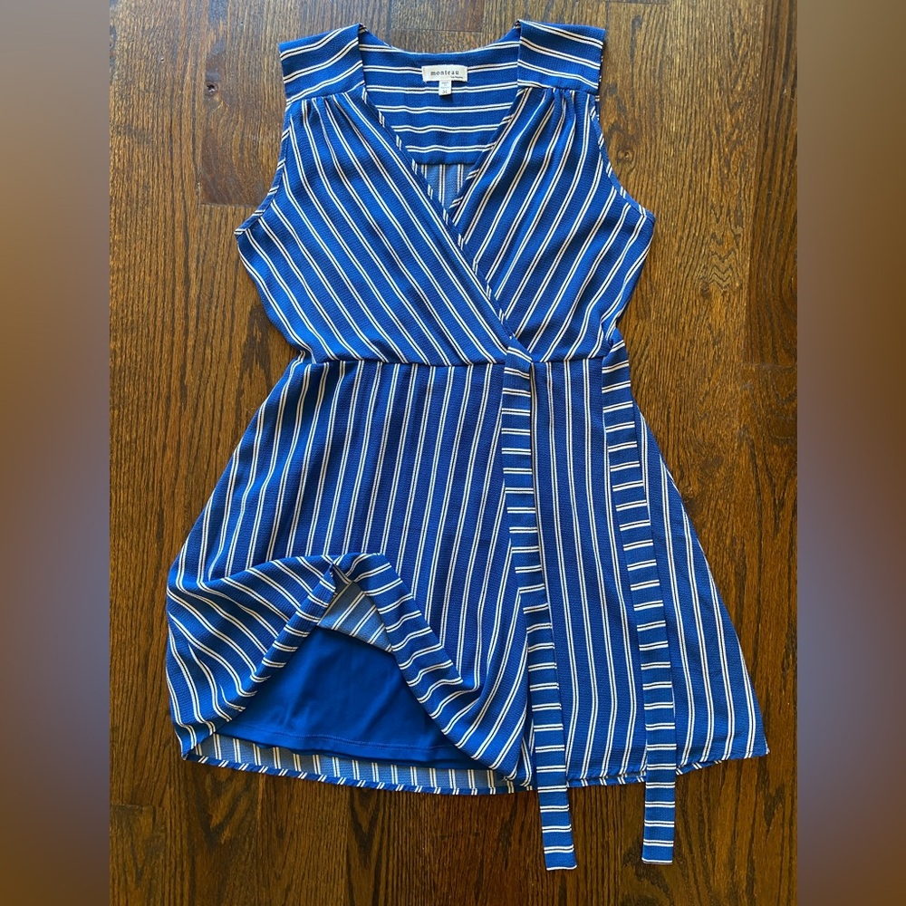 Faux-Wrap Sleeveless Dress